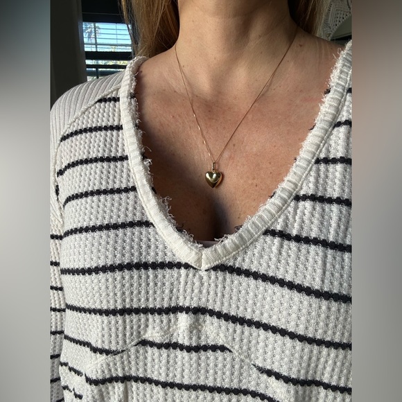 Free People Oversized Striped Sweater Women’s Medium Off White and Navy Blue - Picture 6 of 16